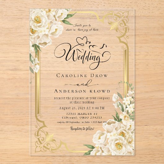 Flower passage for newlyweds acryl uitnodigingen (Voorkant)