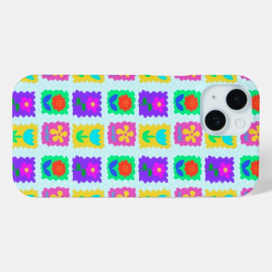 Flower Patchwork iPhone 15 hoesje (Achterkant (horizontaal))