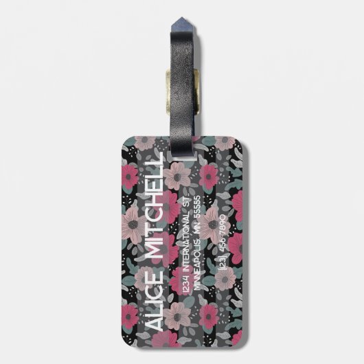 Flower Pattern Bagagelabel (Achterkant verticaal)