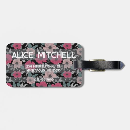 Flower Pattern Bagagelabel (Achterkant horizontaal)