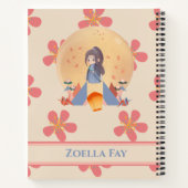 Flower Pattern Chibi Girl Notitieboek (Achterkant)