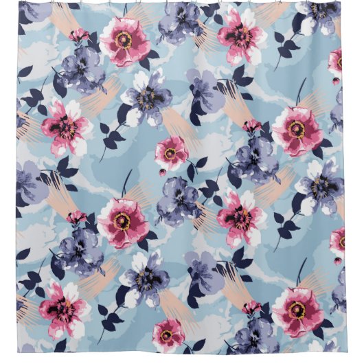 flower pattern design textile illustrationart,back douchegordijn (Voorkant)