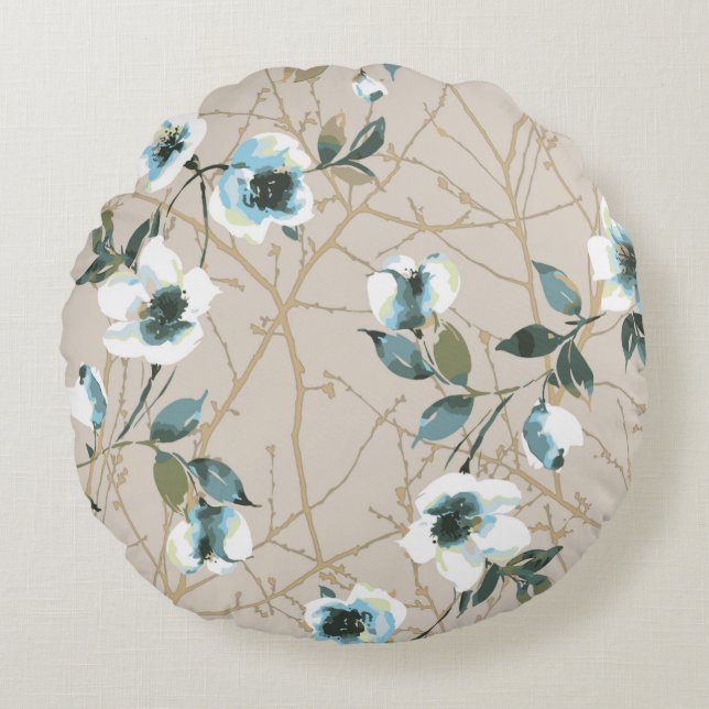 flower pattern design textile illustrationart,patt rond kussen (Voorkant)