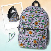 Flower Pattern orange Swirl Berry on Lilac - Bedrukte Rugzak