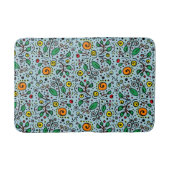 Flower Pattern oranje Swirl Berry op Blauwgroen - Badmat (Voorkant)