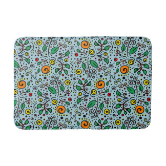 Flower Pattern oranje Swirl Berry op Blauwgroen - Badmat