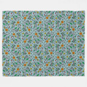 Flower Pattern oranje Swirl Berry op Blauwgroen - Fleece Deken (Voorkant (Horizontaal))