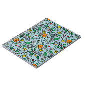 Flower Pattern oranje Swirl Berry op Blauwgroen Notitieboek (Linkerzijde)
