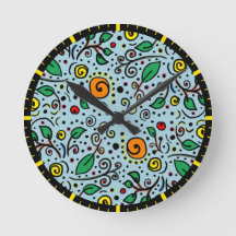 Flower Pattern oranje Swirl Berry op Blauwgroen -