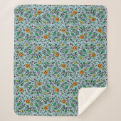 Flower Pattern oranje Swirl Berry op Blauwgroen - Sherpa Deken (Voorkant)