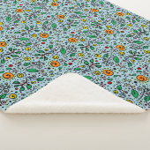 Flower Pattern oranje Swirl Berry op Blauwgroen - Sherpa Deken (3/4)