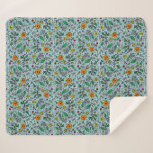 Flower Pattern oranje Swirl Berry op Blauwgroen - Sherpa Deken (Voorkant (horizontaal))
