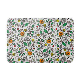Flower Pattern oranje Swirl Berry op Wit - Badmat