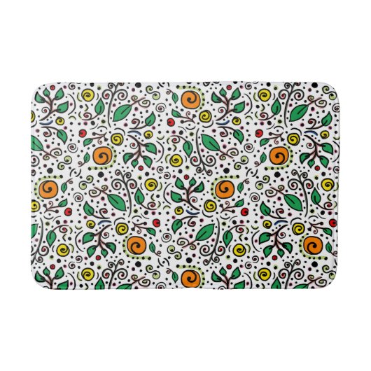 Flower Pattern oranje Swirl Berry op Wit - Badmat (Voorkant)