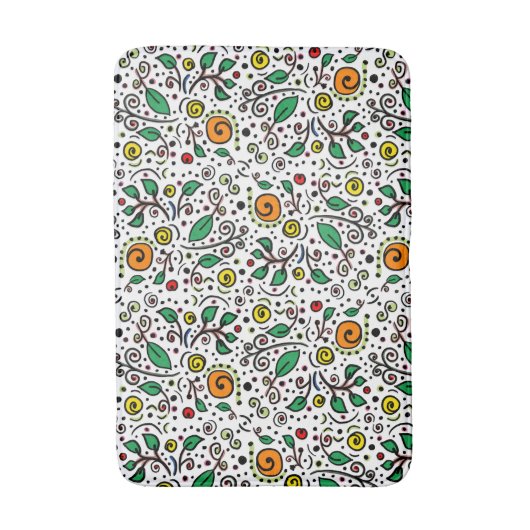 Flower Pattern oranje Swirl Berry op Wit - Badmat (Voorkant Verticaal)