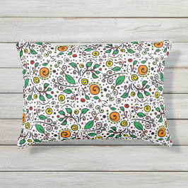 Flower Pattern oranje Swirl Berry op Wit - Buitenkussen