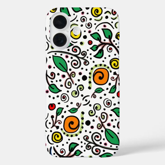 Flower Pattern oranje Swirl Berry op Wit - Case-Mate iPhone Case (Achterkant)