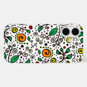 Flower Pattern oranje Swirl Berry op Wit - Case-Mate iPhone Case (Achterkant (horizontaal))
