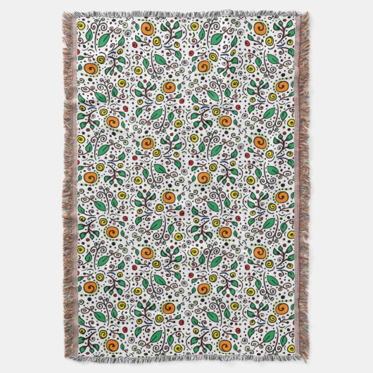 Flower Pattern oranje Swirl Berry op Wit - Deken (Voorkant Verticaal)