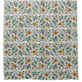 Flower Pattern oranje Swirl Berry op Wit - Douchegordijn (Voorkant)