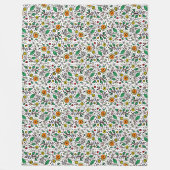 Flower Pattern oranje Swirl Berry op Wit - Fleece Deken (Voorkant)