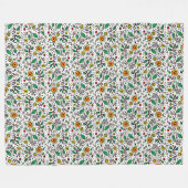Flower Pattern oranje Swirl Berry op Wit - Fleece Deken (Voorkant (Horizontaal))