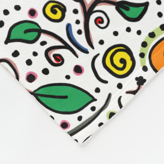 Flower Pattern oranje Swirl Berry op Wit - Fleece Deken (Hoek)