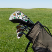 Flower Pattern oranje Swirl Berry op Wit - Golfheadcover (Insitu)