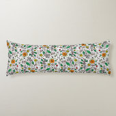 Flower Pattern oranje Swirl Berry op Wit - Lichaamskussen (Voorkant)