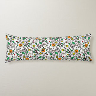 Flower Pattern oranje Swirl Berry op Wit - Lichaamskussen