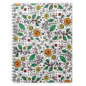 Flower Pattern oranje Swirl Berry op Wit - Notitieboek (Voorkant)