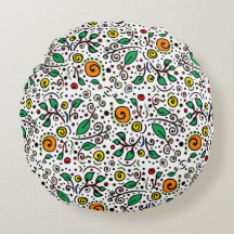 Flower Pattern oranje Swirl Berry op Wit -