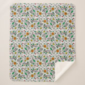 Flower Pattern oranje Swirl Berry op Wit - Sherpa Deken (Voorkant)