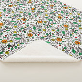 Flower Pattern oranje Swirl Berry op Wit - Sherpa Deken (3/4)