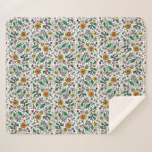 Flower Pattern oranje Swirl Berry op Wit - Sherpa Deken (Voorkant (horizontaal))