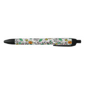 Flower Pattern oranje Swirl Berry op wit Zwarte Inkt Pen (Bodem)
