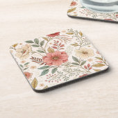 Flower Pattern Pastel Kleur moeder Bier Onderzetter (Linkerzijde)