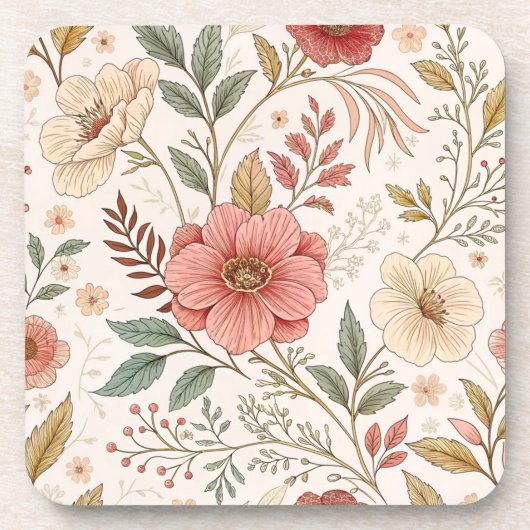 Flower Pattern Pastel Kleur moeder Bier Onderzetter (Voorkant)