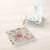 Flower Pattern Pastel Kleur moeder Glazen Onderzetter (Schuin)