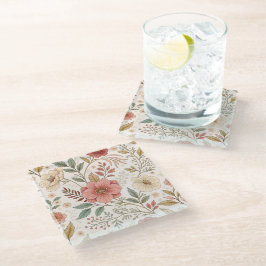 Flower Pattern Pastel Kleur moeder Glazen Onderzetter