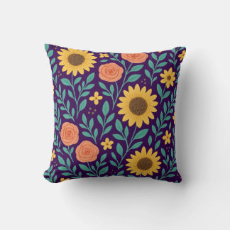 Flower pattern with dark purple background kussen