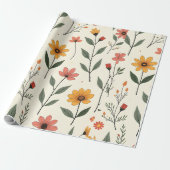 Flower Pattern Wrapping Paper | Elegant Floral Gif Cadeaupapier (Uitgerold)