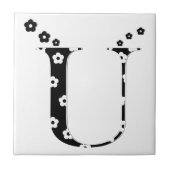 flower Patterned Letter U Tile Tegeltje (Voorkant)