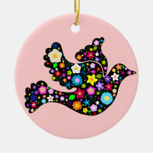Flower Peace Dove-versiering Keramisch Ornament