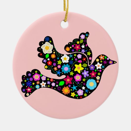Flower Peace Dove-versiering Keramisch Ornament (Voorkant)