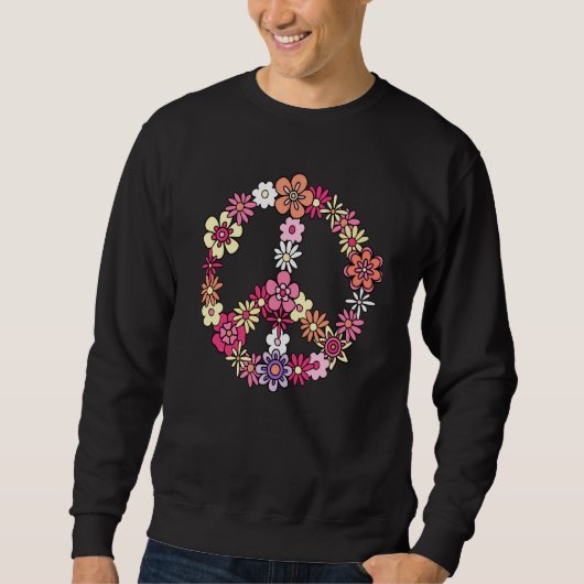 Flower Peace Sign Vintage Hippie Trui (Voorkant)