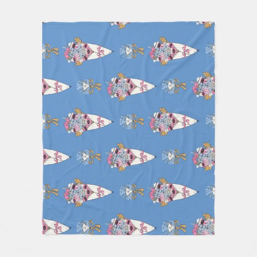 Flower & Perfume Bouquet Bundle on blue Fleece Deken (Voorkant)