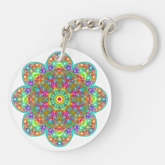 Flower Petal Mandala Boho Sleutelhanger (Achterkant)