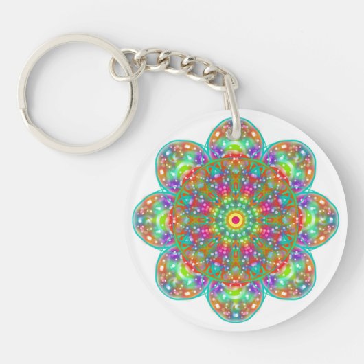 Flower Petal Mandala Boho Sleutelhanger (Voorkant)