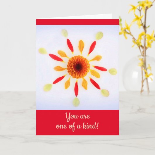 Flower Petal Mandala Cancer Support Kaart (Gele Bloem)